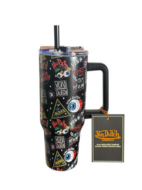Von Dutch 40oz Stainless Insulated Tumbler Danger in My Veins Eyeball Handle